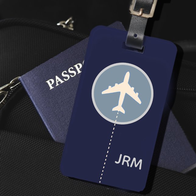 Personalised Navy Blue Aeroplane Travel Luggage Tag (Creator Uploaded)