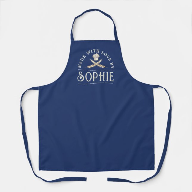 Personalised Navy Blue All-Over Print Apron (Front)