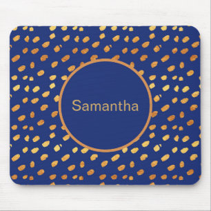 Personalised Navy Blue and Gold Monogram Mousepad