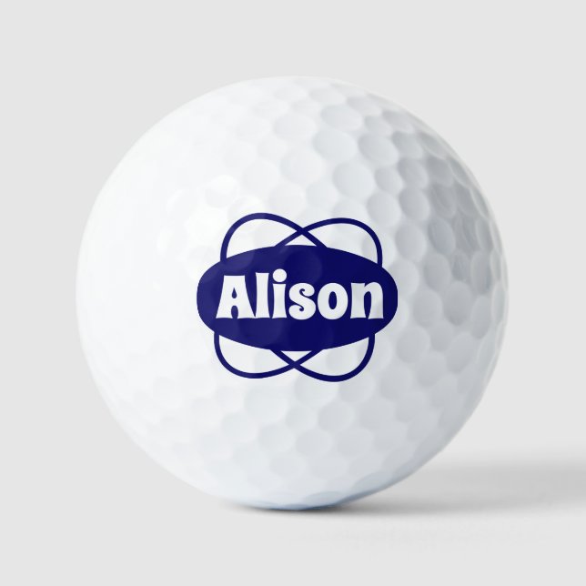 Personalised Navy Blue and white Golf Balls (Front)
