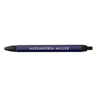 Personalised Navy Blue and White Modern Ink Pen