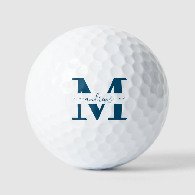 Personalised Navy Blue and white Name signature  Golf Balls (Front)