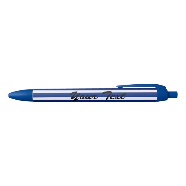 Personalised Navy Blue and White Striped Pen (Top)