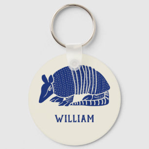 Personalised Navy Blue Armadillo Key Ring