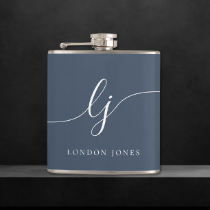 Personalised Navy Blue Bachelorette Hip Flask