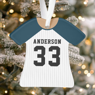 Personalised Navy Blue Baseball Jersey Ornament