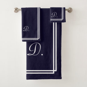 Personalised Navy Blue Bath Towel Set