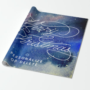 Personalised Navy Blue Big Vintage Merry Christmas Wrapping Paper