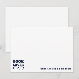 Personalised Navy Blue Book Lover Flat Note Card