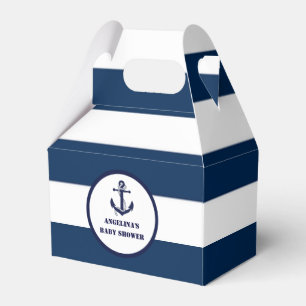 Personalised Navy Blue Boy Nautical Baby Shower Favour Box