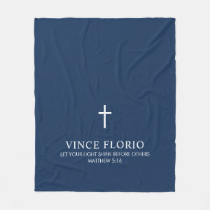 Personalised Navy Blue Cross Fleece Blanket