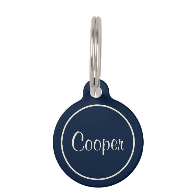 Personalised navy blue dog pet tag (Front)