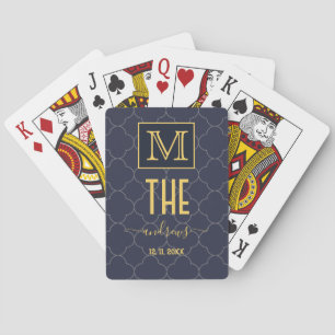 Personalised Navy Blue Gold Bicycle Playing Cards