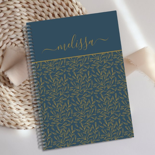 Personalised Navy Blue Gold Geometric Journal  (Creator Uploaded)