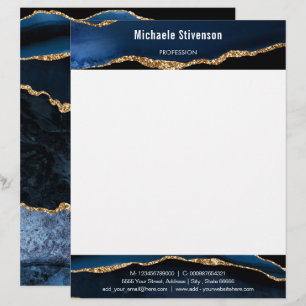 Personalised Navy Blue Gold Letterhead Template