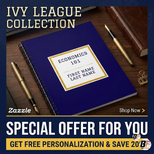 Personalised Navy Blue Gold Preppy Ivy League Notebook