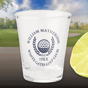 Personalised Navy Blue Golf Club Name Shot Glass