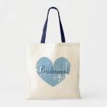 Personalised navy blue heart bridesmaid tote bags<br><div class="desc">Personalised navy blue heart bridesmaid tote bags. Beautiful vintage weathered look design with elegant script text and custom name. Make one with name of bridesmaids, flower girl, maid of honour, matron of honour, mother of the bride etc. Cute design for wedding party, bridal party or bachelorrette parties. Nautical beach theme...</div>