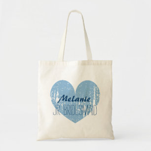 Personalised navy blue junior bridesmaid tote bag