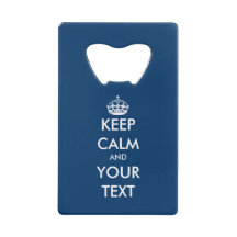 Personalised navy blue keep calm bottle opener