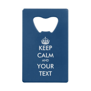 Personalised navy blue keep calm bottle opener