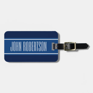 Personalised navy blue luggage tag elegant style
