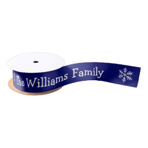 Personalised Navy Blue Merry Christmas  Satin Ribbon