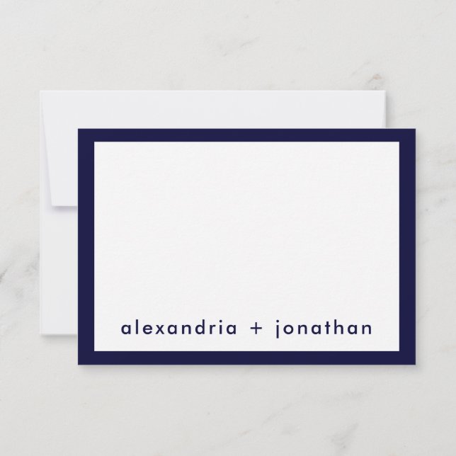 Personalised Navy Blue Minimal Wedding Thank You Card (Back)