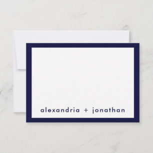 Personalised Navy Blue Minimal Wedding Thank You Card