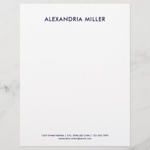 Personalised Navy Blue Minimalist  Custom Letterhead