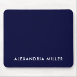 Personalised Navy Blue Minimalist Monogram Mouse Mat<br><div class="desc">Keep your workspace looking sleek and stylish with this personalised navy blue minimalist monogram mouse pad. The design features your name or initials in a simple white font on a solid navy blue background. The smooth fabric surface provides precise mouse movement and the non-slip rubber base ensures it stays in...</div>