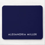 Personalised Navy Blue Minimalist Monogram Mouse Mat<br><div class="desc">Keep your workspace looking sleek and stylish with this personalised navy blue minimalist monogram mouse pad. The design features your name or initials in a simple white font on a solid navy blue background. The smooth fabric surface provides precise mouse movement and the non-slip rubber base ensures it stays in...</div>