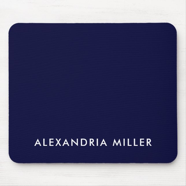 Personalised Navy Blue Minimalist Monogram Mouse Mat (Front)