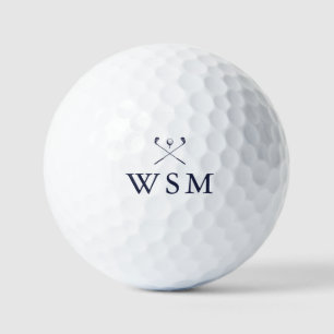 Personalised Navy Blue Monogram Golf Clubs Balls