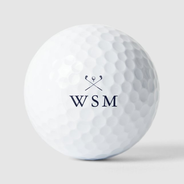 Personalised Navy Blue Monogram Golf Clubs Balls (Front)