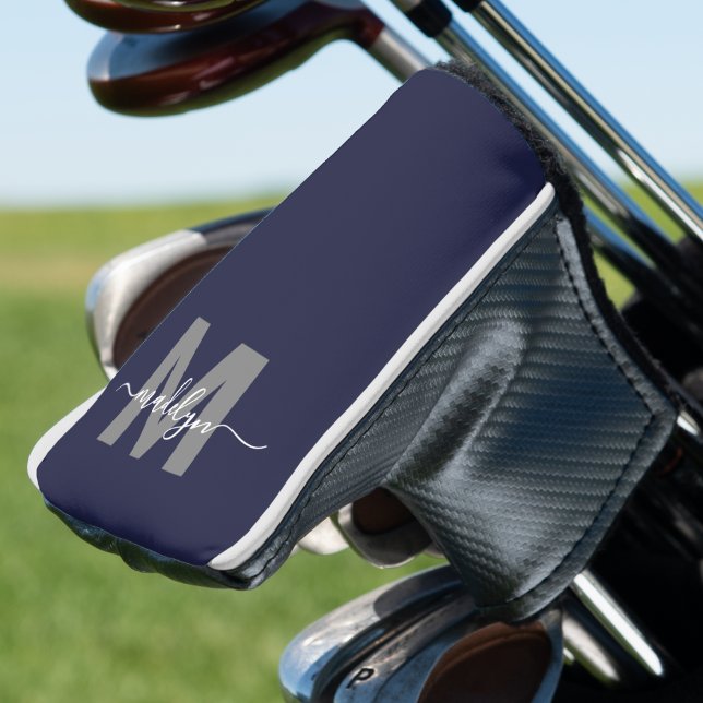 Personalised Navy Blue Monogram Golf Head Cover (Custom Navy Blue Monogram Golf Head Cover )