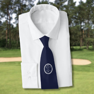 Personalised Navy Blue Monogram Initials Golf  Tie
