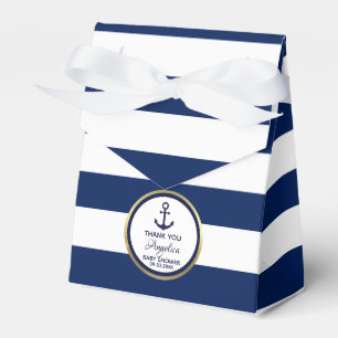 Personalised Navy Blue Nautical Bridal Shower Favour Box
