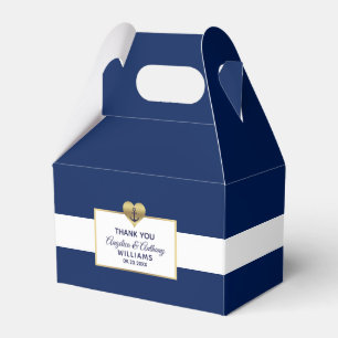 Personalised Navy Blue Nautical Heart Wedding Favour Box