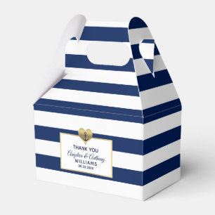 Personalised Navy Blue Nautical Heart Wedding Favour Box