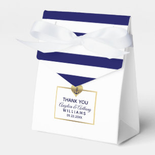 Personalised Navy Blue Nautical Heart Wedding Favour Box