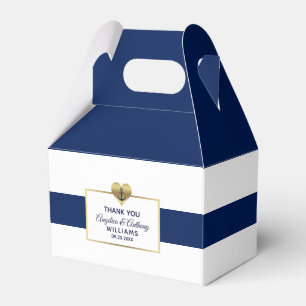 Personalised Navy Blue Nautical Heart Wedding Gift Favour Box