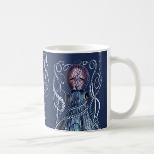 Personalised  Navy Blue Nautical Octopus Coffee Mug