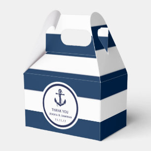 Personalised Navy Blue Nautical Wedding Favour Favour Box
