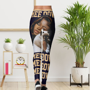 Personalised Navy Blue Peach Pet Cat Mum Fun Photo Leggings
