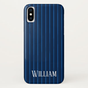 Personalised navy blue pinstripes iPhone x case