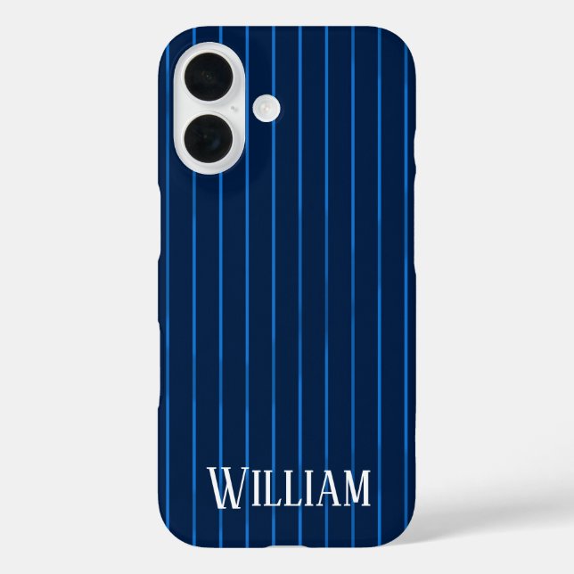 Personalised navy blue pinstripes Case-Mate iPhone case (Back)