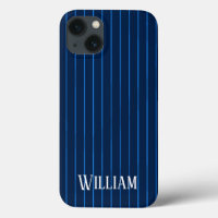 Personalised navy blue pinstripes Case-Mate iPhone