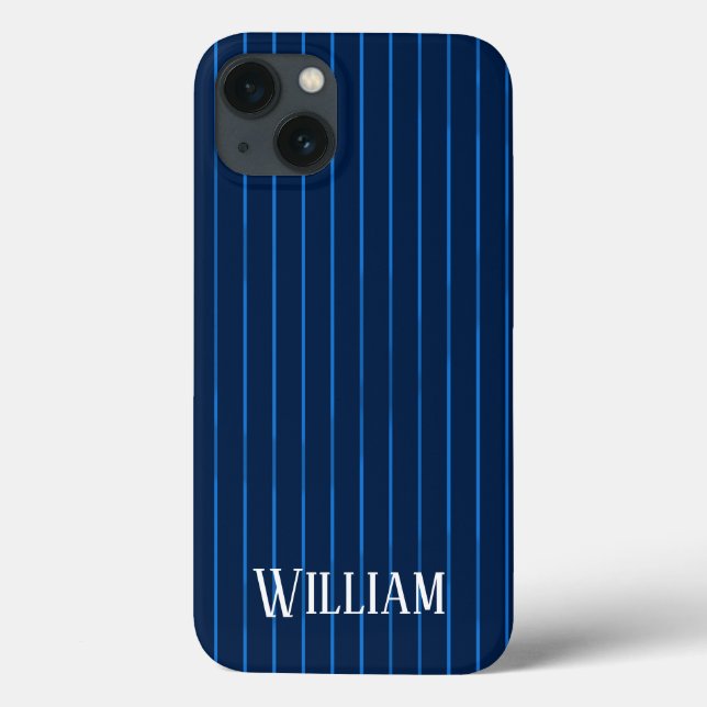Personalised navy blue pinstripes Case-Mate iPhone Case (Back)