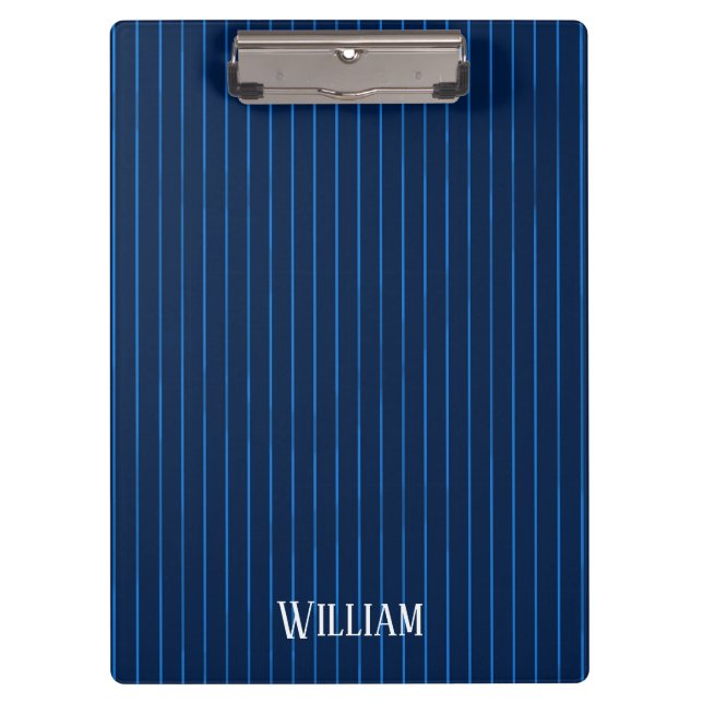 Personalised navy blue pinstripes clipboard (Front)